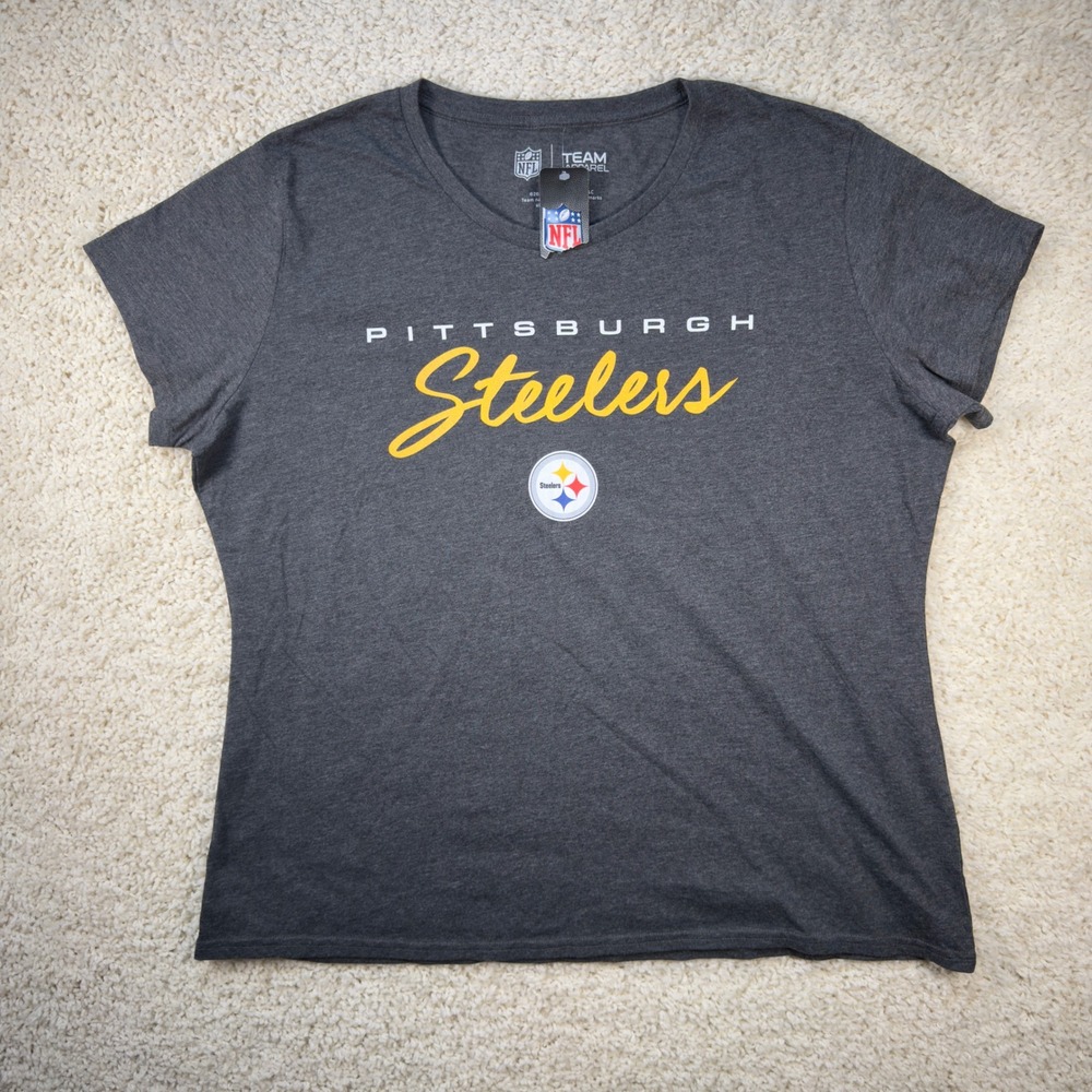 NFL Team Apparel Pittsburgh Steelers Women 2XL Gray Graphic T-Shirt Football NWT
